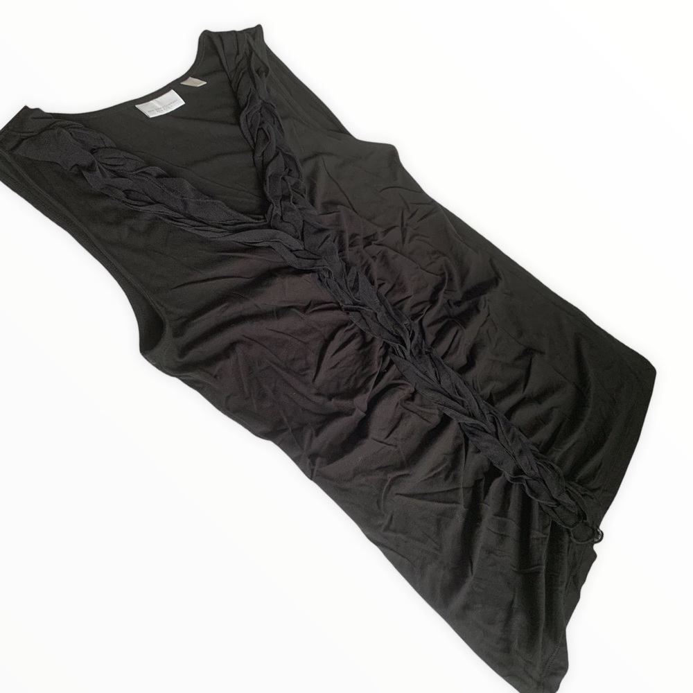 New York and Company Black Ruffled Sleeveless Top